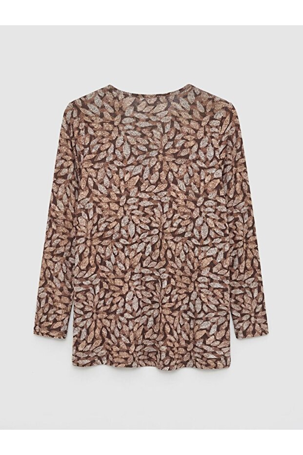 Crew Neck Patterned Blouse - 6