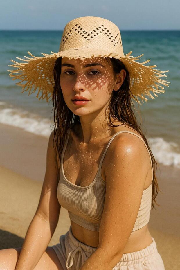 Women's wide brim straw hat