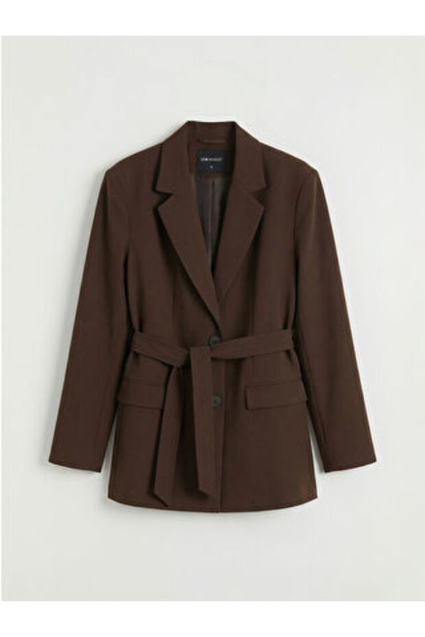 Artı-Store Women's Long-Sleeved Blazer Jacket with Button Closure. Covered Pockets and Waistband.