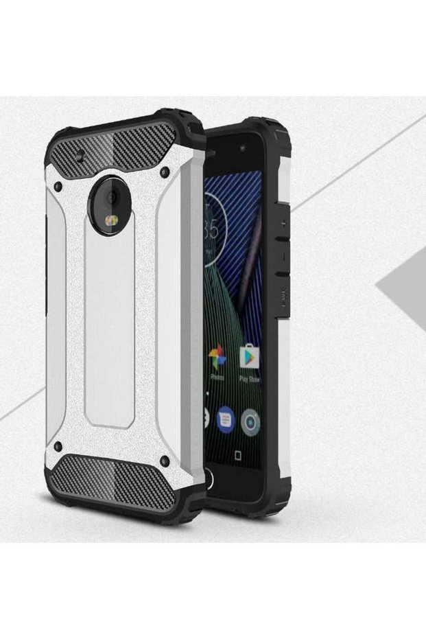 Lenovo Moto G5S Compatible - Case Double Layer Protective Crash Military Tank Case - Gray