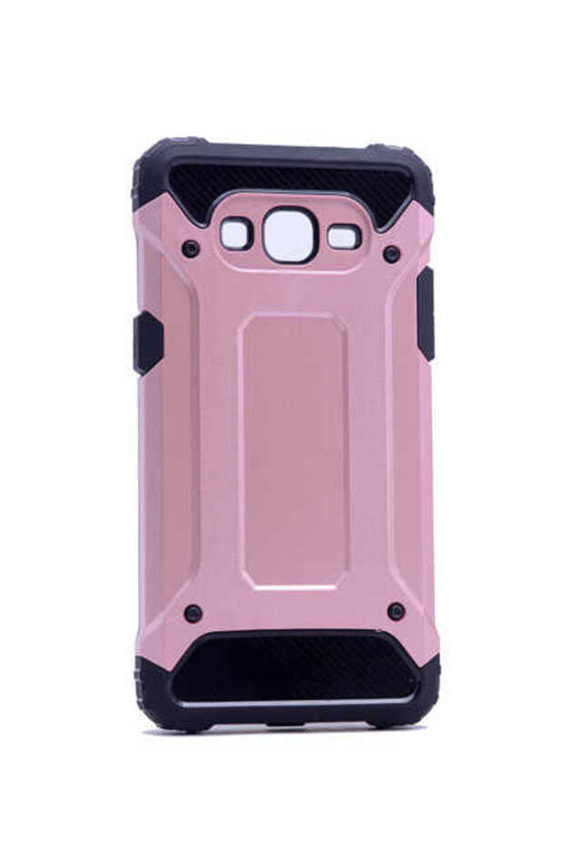 Galaxy J2 Prime Compatible - Case Double Layer Protective Crash Military Tank Case - Rose Gold