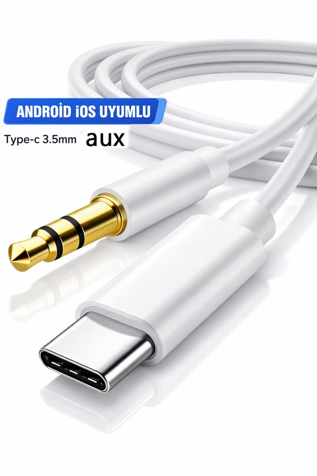 كابل Aux من النوع C بطول 3.5 ملم بطول 1 متر متوافق مع السيارات التي تدعم نظامي iPhone وAndroid