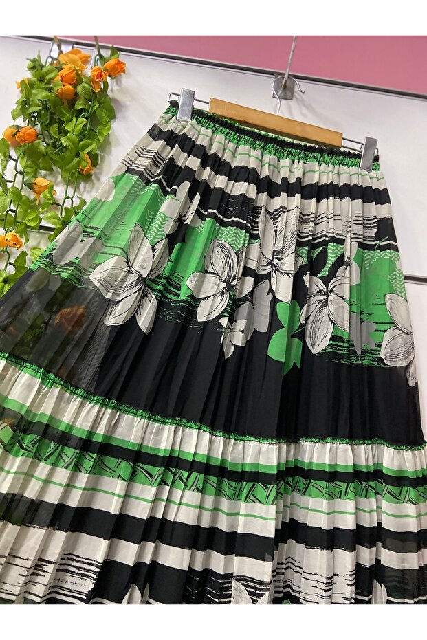 Patterned layered chiffon skirt lined - 2