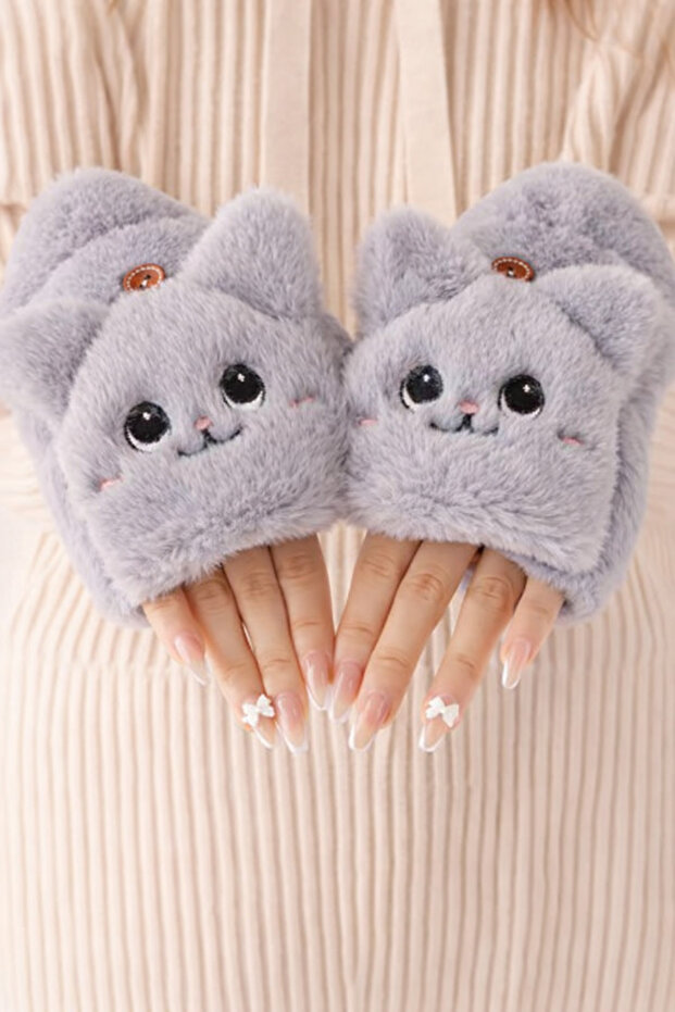 Sevimli Hayvan Figürlü Peluş Eldiven - 3