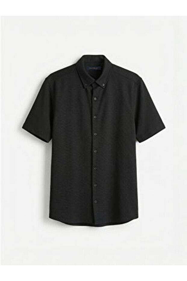 Artı-Store Men's Shirt Is Short-Sleeved and Closes with a Button on the Front. Button Detail on the Collar as Well