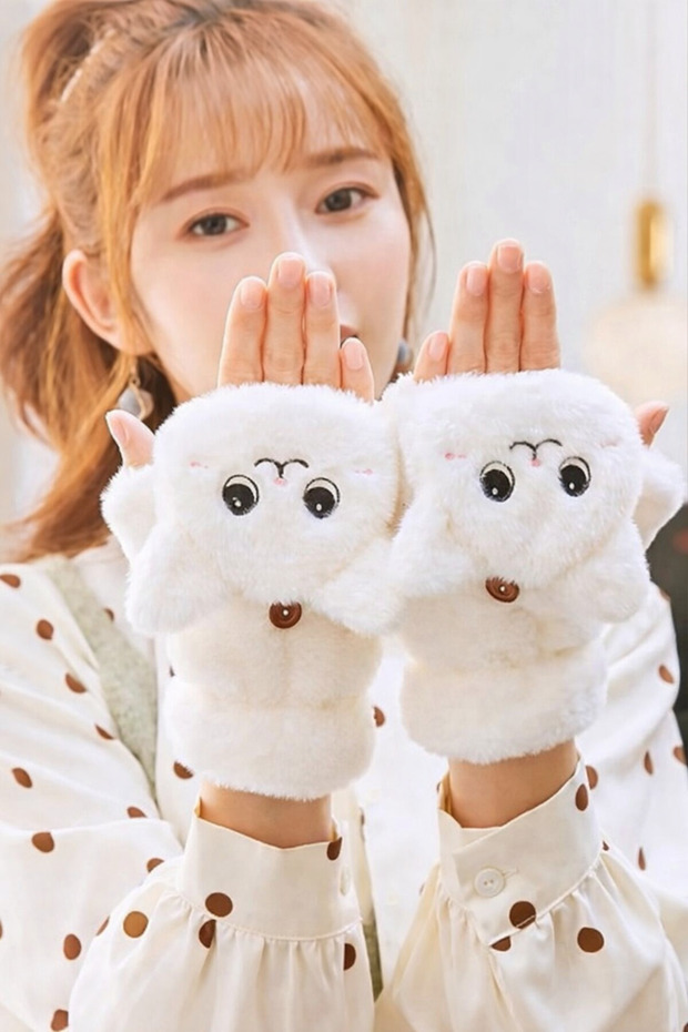Sevimli Hayvan Figürlü Peluş Eldiven - 2