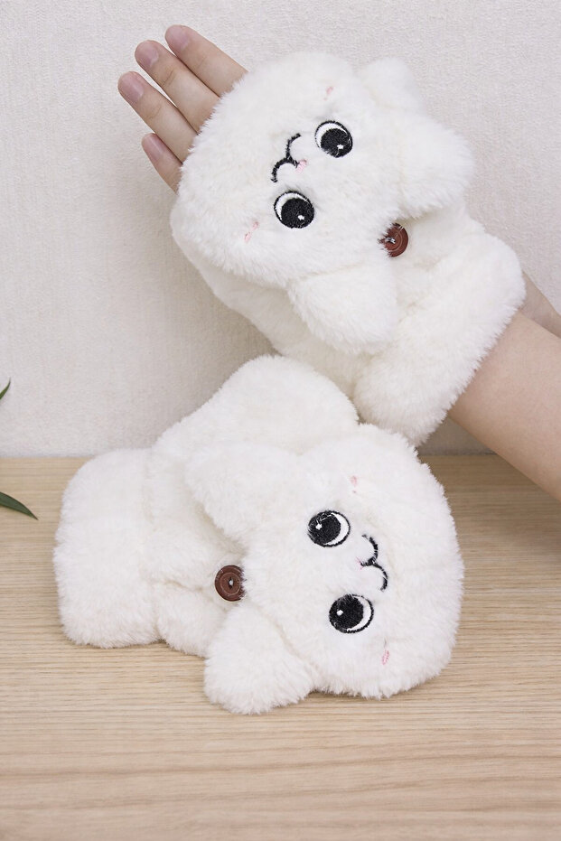 Sevimli Hayvan Figürlü Peluş Eldiven - 6