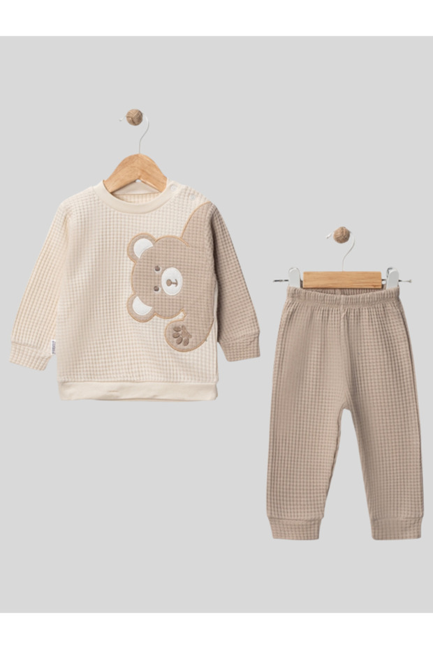 Baby Boys 2-Piece Embroidered Set with Different Sleeve Details in Cotton