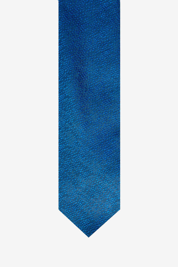 ربطة عنق منقوشة باللون الأزرق الداكن للرجال - 2