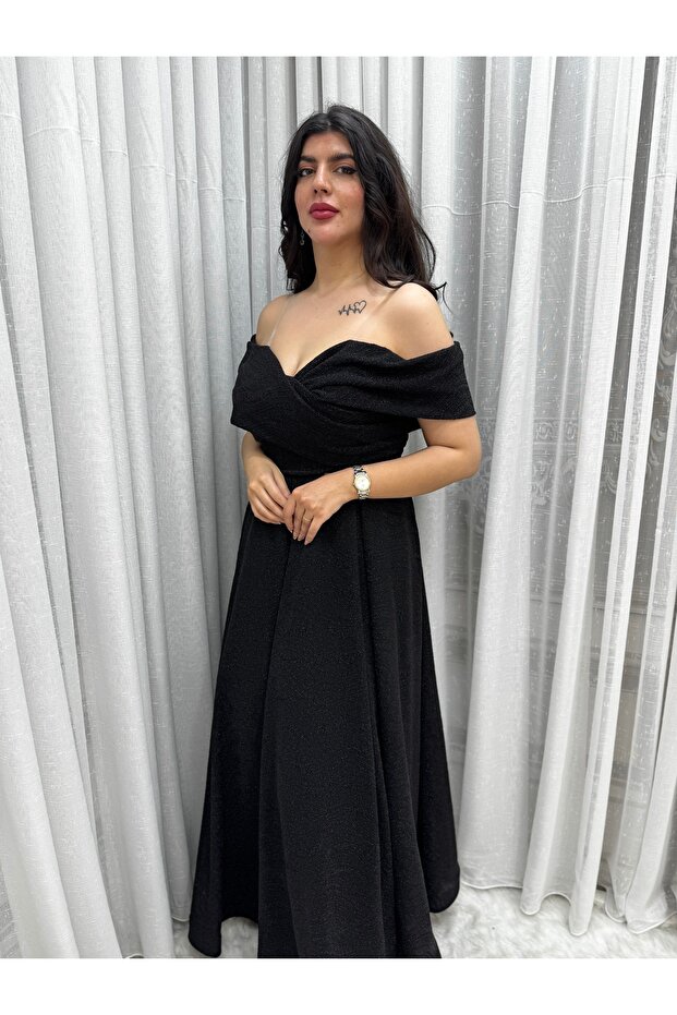فستان سهرة كريشة اسود