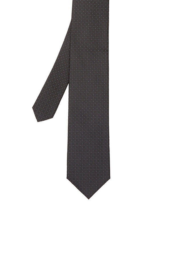 Siyah Desenli İpek Kravat - 1