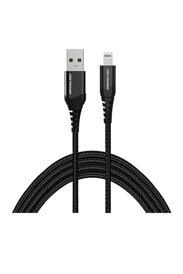 كابل USB-A-Lightning للشحن والمزامنة، معتمد من MFI، مصنوع من النايلون، طوله 1.5 متر، لونه أسود، يدعم USB 2.0
