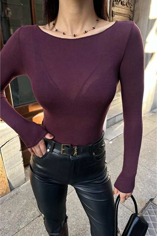 Women's Burgundy Transparent Blouse
