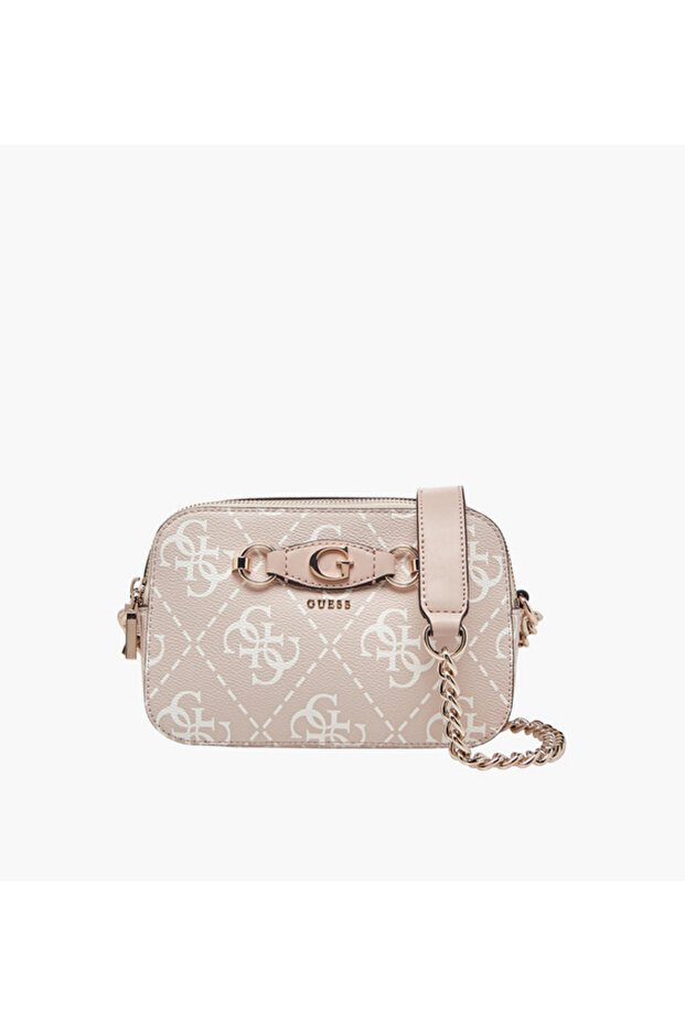 Izzy Monogram Print Crossbody Bag with Chain Strap - 1