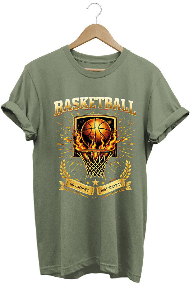 Basketball Pota Printed No Excuses Just Buckest Designed 100% Cotton Unisex Basic T-Shirt