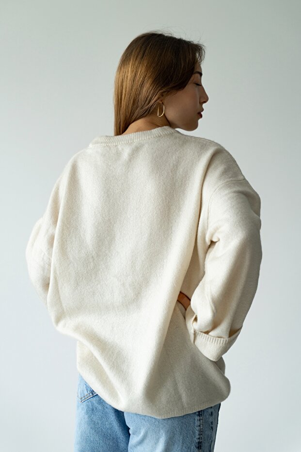 ŞARDONLU SARI OVERSIZE KAZAK - 3