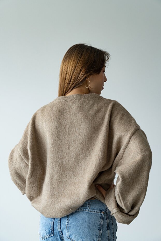 ŞARDONLU SARI OVERSIZE KAZAK - 3