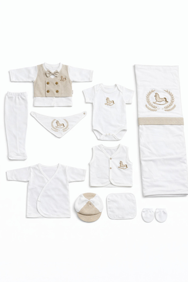 Baby Boy Horse 10-Piece Hospital Discharge Set Cotton Newborn Organic Set 0-3 Months