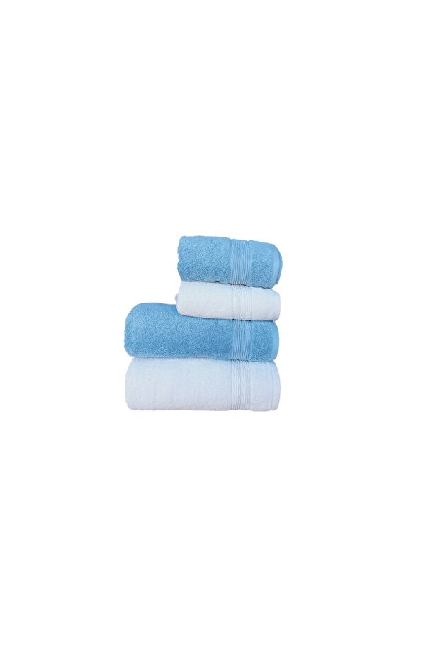 Towel Set 2 Pieces 70 X 140 Bathroom 2 Pieces 50 X 100 Hand Towels Blue and White Soft