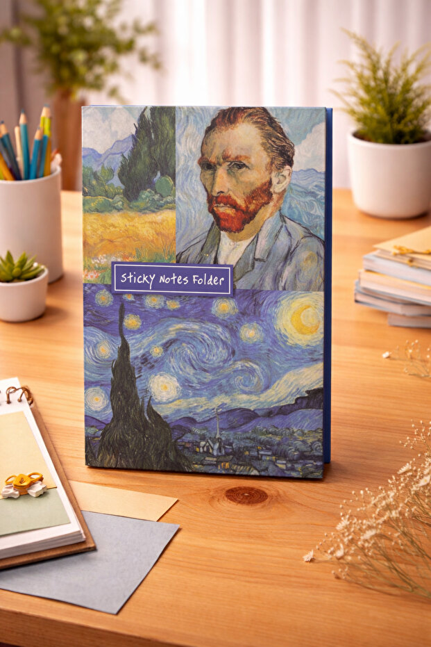 دفتر ملاحظات لاصق وحافظة دفتر ملاحظات بتصميم فنسنت فان جوخ |   مجلد للملصقات اللاصقة - 1
