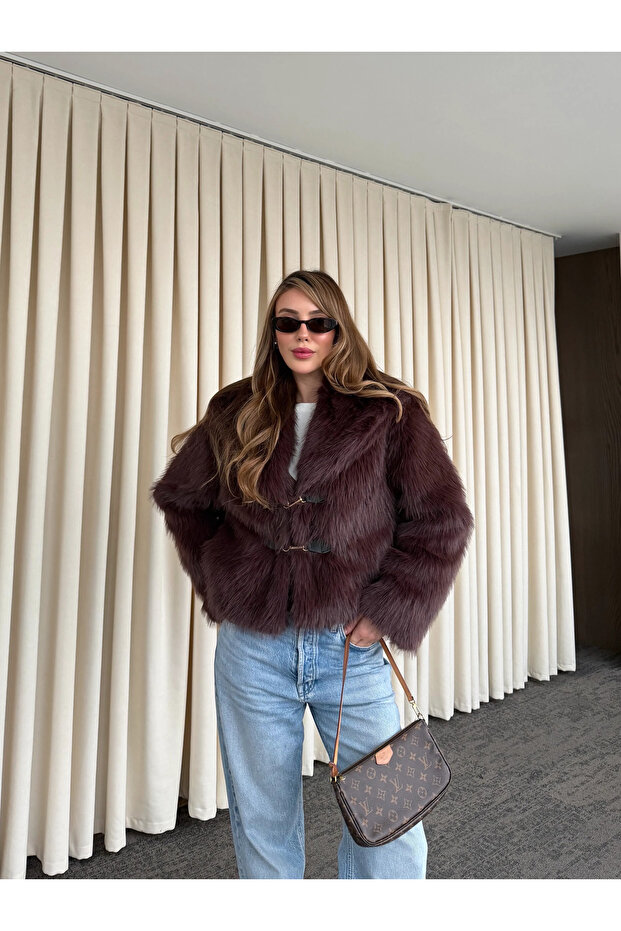 Brown Faux Fur Coat - 9679