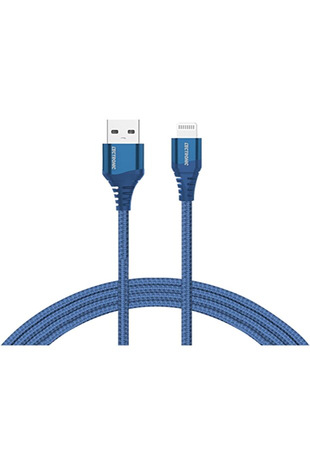كابل USB-A-Lightning للشحن والمزامنة، معتمد من MFI، مصنوع من النايلون بطول 1.5 متر، لون أزرق داكن، USB 2.0