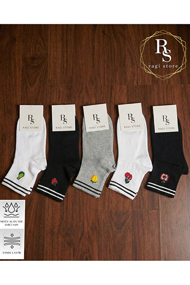 12-pair fruit patterned cotton socks - 2