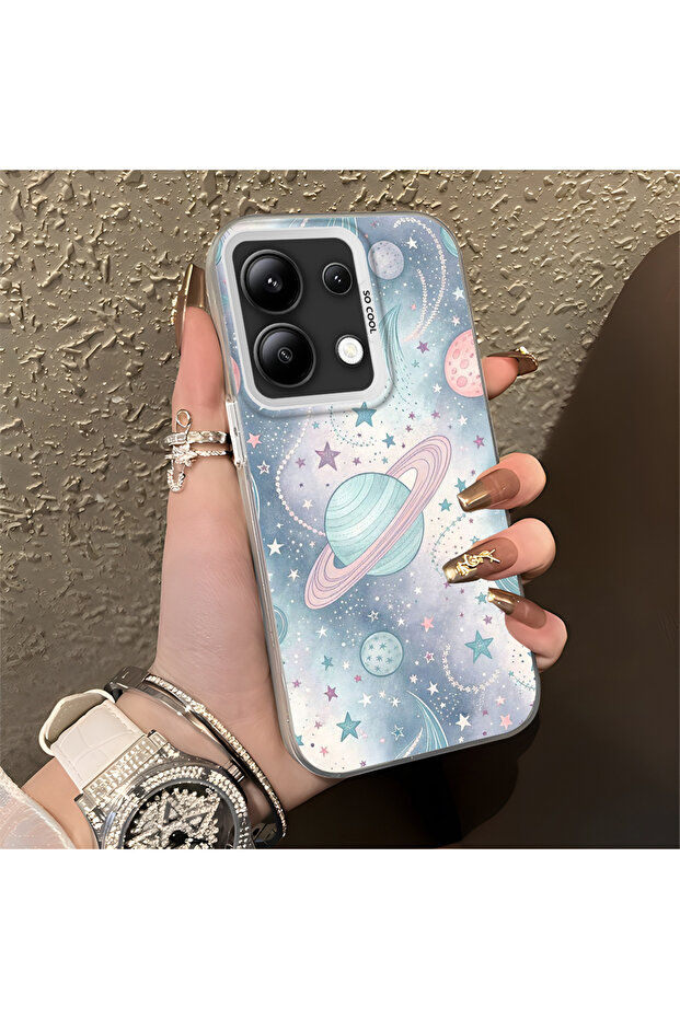 حافظة صلبة رفيعة مع حماية للكاميرا بنمط فضائي متوافق مع هاتف Redmi Note 13 - 2