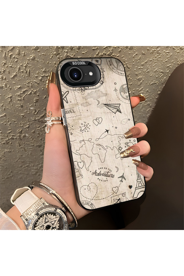 Camera Protected Slim Hard Case with Space Pattern Compatible with iPhone 16E - 2