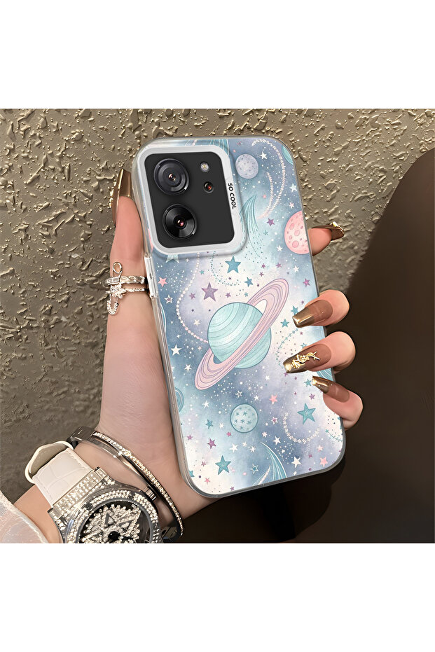 Camera Protected Slim Hard Case Compatible with Mi 13t Space Patterned - 2