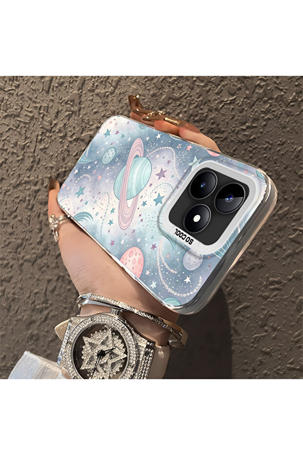 حافظة صلبة رفيعة بنمط فضائي مع حماية للكاميرا متوافقة مع هاتف Realme C51 - 3