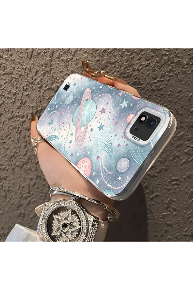 Camera Protected Slim Hard Case Compatible with Realme C20 Space Patterned - 3