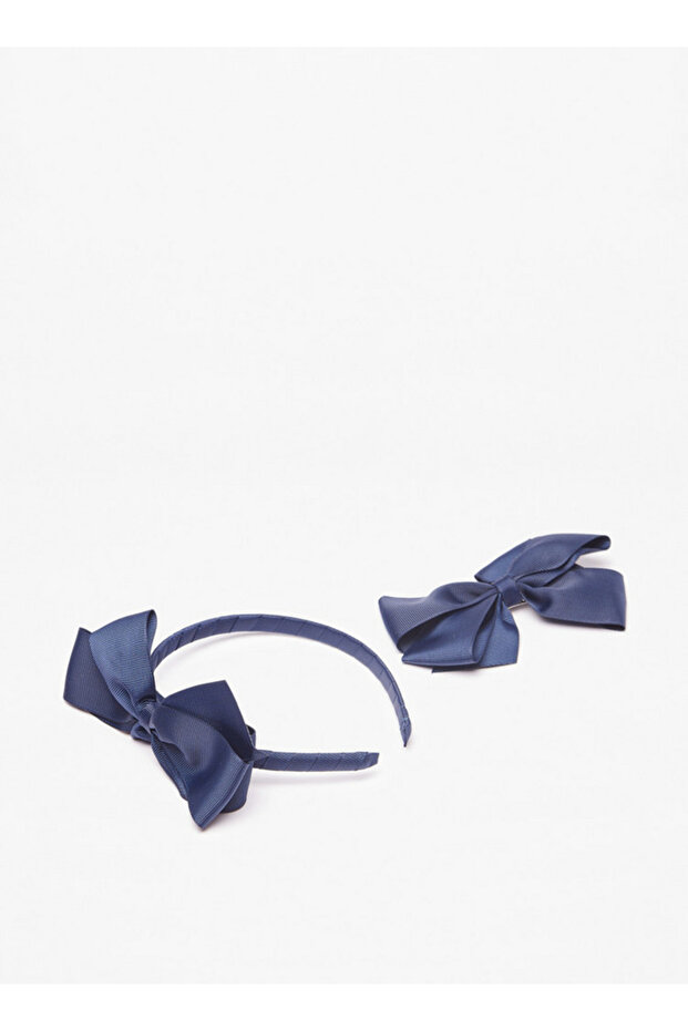 Ribbed Hairband and Bow Clip Set
