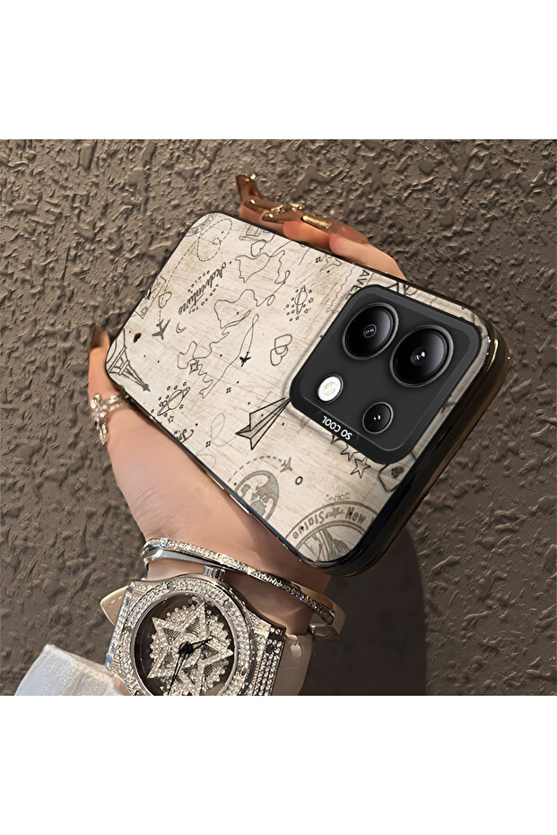 حافظة صلبة رفيعة مع حماية للكاميرا بنمط فضائي متوافق مع هاتف Redmi Note 13 - 3