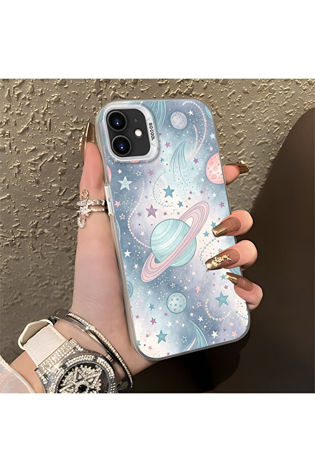 حافظة صلبة رفيعة مع حماية للكاميرا، متوافقة مع هاتف iPhone 12 Pro، بنمط فضائي - 2