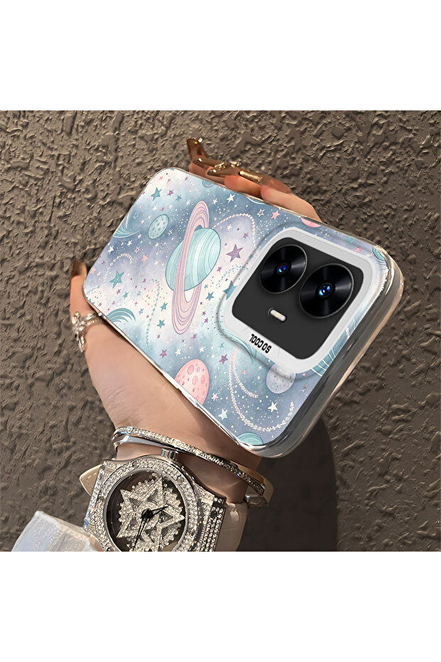 حافظة صلبة رفيعة بنمط فضائي مع حماية للكاميرا متوافقة مع هاتف Realme C55 - 3