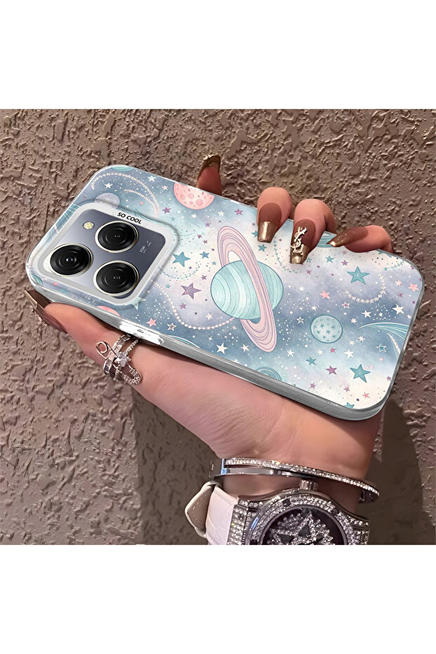 حافظة صلبة رفيعة مع حماية للكاميرا بنمط فضائي متوافقة مع هاتف Tecno Spark 20 Pro - 1