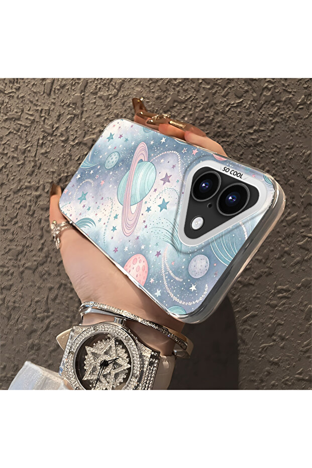 غطاء حماية للكاميرا رفيع وصلب بنمط فضائي متوافق مع هاتف iPhone 16 - 3