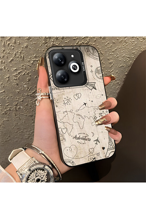 حافظة صلبة رفيعة مع حماية للكاميرا، متوافقة مع هاتف Infinix Smart 8، بنمط فضائي - 2