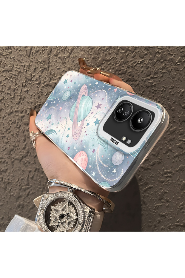 حافظة صلبة رفيعة بنمط فضائي مع حماية للكاميرا متوافقة مع Poco C65 - 3