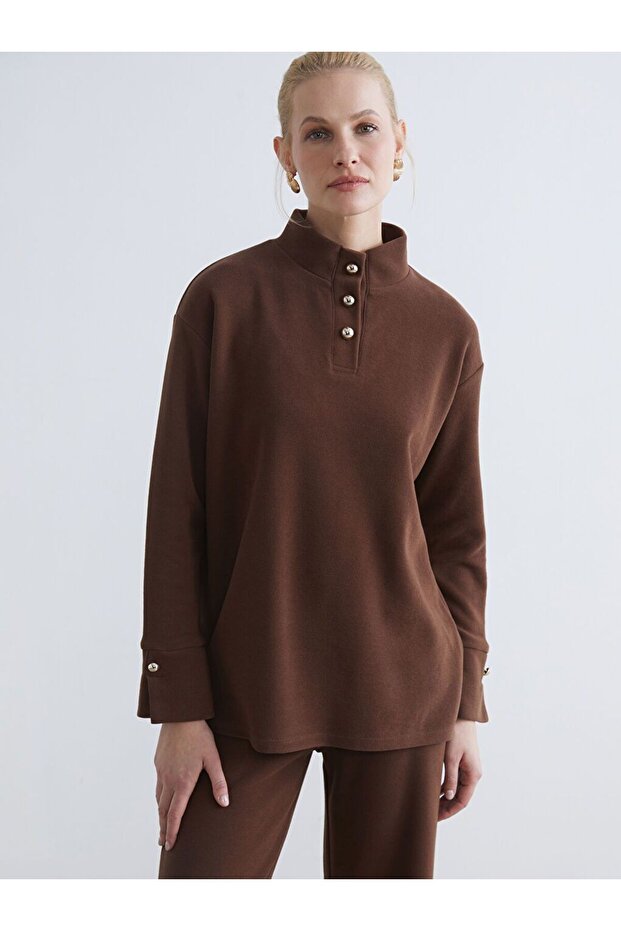 Women's Stand Collar Sweatshirt Tunic