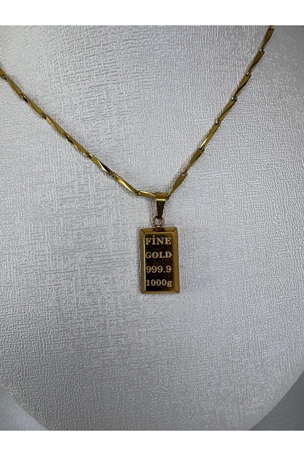 Külçe Altın Çelik Kolye - 2