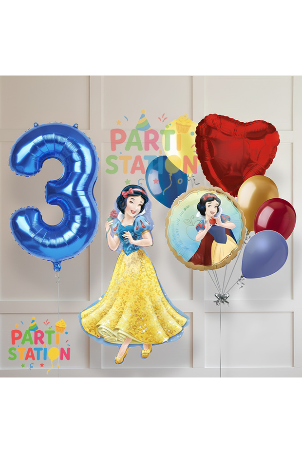 Snow White Concept 3 Year Old Foil Balloon Set 9 Piece Set