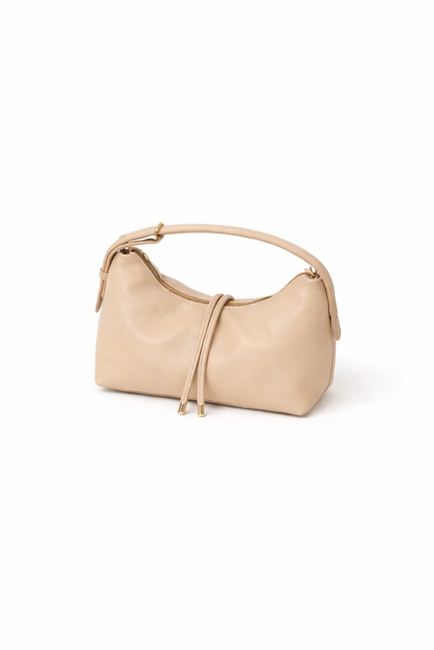 Beige Color Small Size Women's Hand and Shoulder Bag with Adjustable Strap Detail