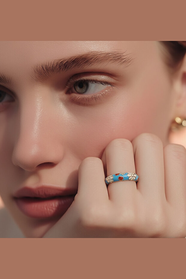 Mineli Adjustable Ring | Floral Patterned Colorful Model