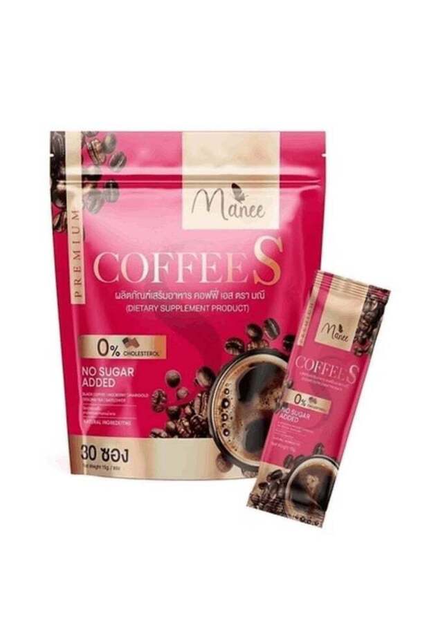 Manee Coffee S Premium Instant Coffee – 0% Cholesterol, No Sugar Added, Slim & Energizing Coffee M