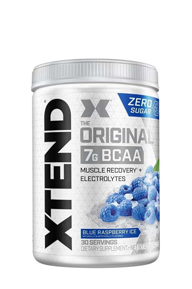 BCAA Blue Raspberry Ice | 7g Amino Acids + Electrolytes | Sugar-Free Recovery Powder | 30 Serv