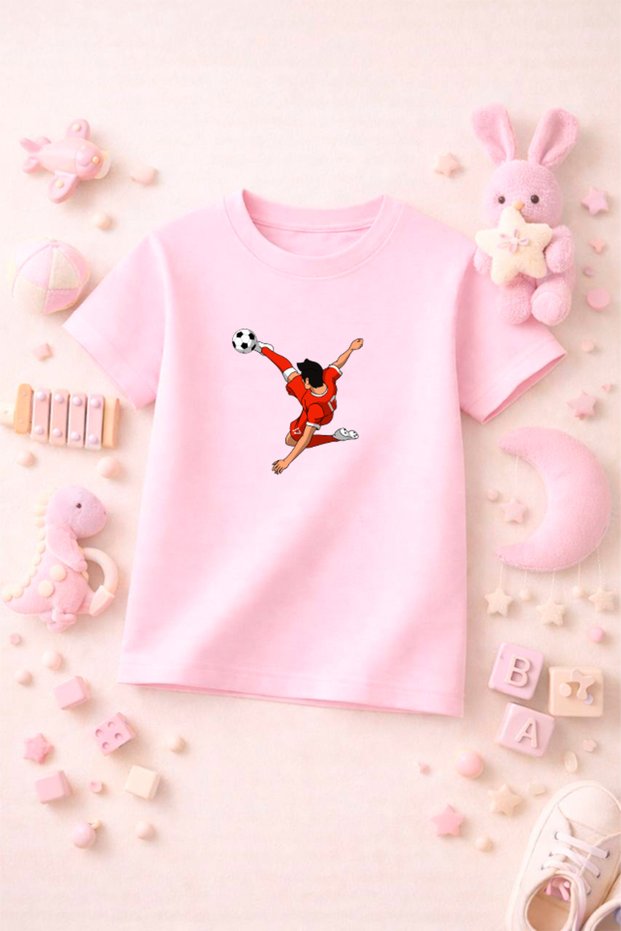Football Themed Printed Girls Boys Tshirt T-Shirt Tee Comfortable Soft 100% Cotton