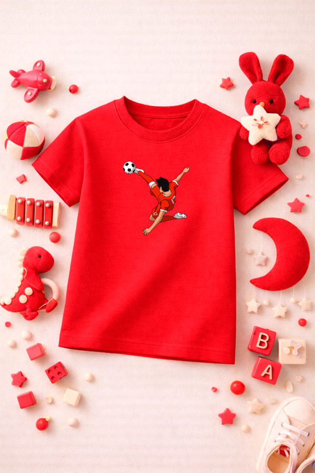 Football Themed Printed Girls Boys Tshirt T-Shirt Tee Comfortable Soft 100% Cotton