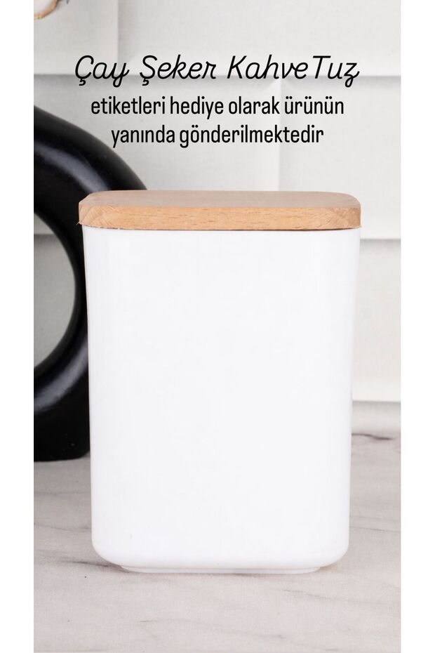 1 Piece Bamboo Vacuum Storage Container with Lid for Tea, Sugar, Coffee, Salt, Acrylic Jar with Label Gift 900 ml
